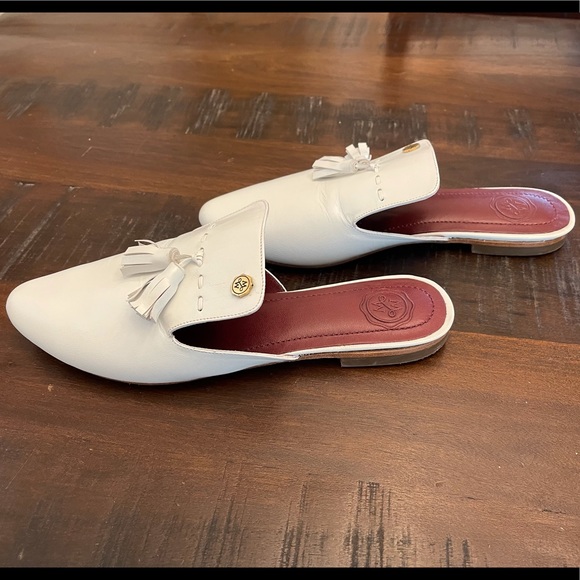 Monica Marquez White Leather Mules w/Tassels Size 5.5 (See Notes) - Picture 4 of 9